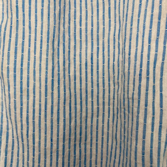 TALBOTS woman's size medium M 100% linen blue white striped button top shirt - Picture 8 of 12